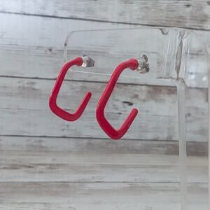 Vintage Earrings for Pierced Ears Unusual Shape Red